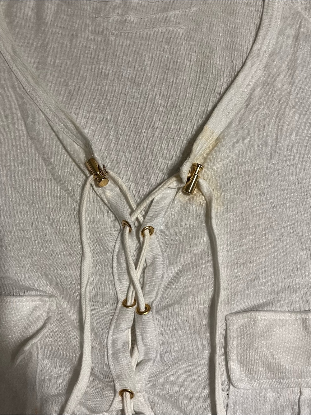 Balmain White Lace-Up Pocket Long Sleeve Tunic Top - Picture 4 of 8